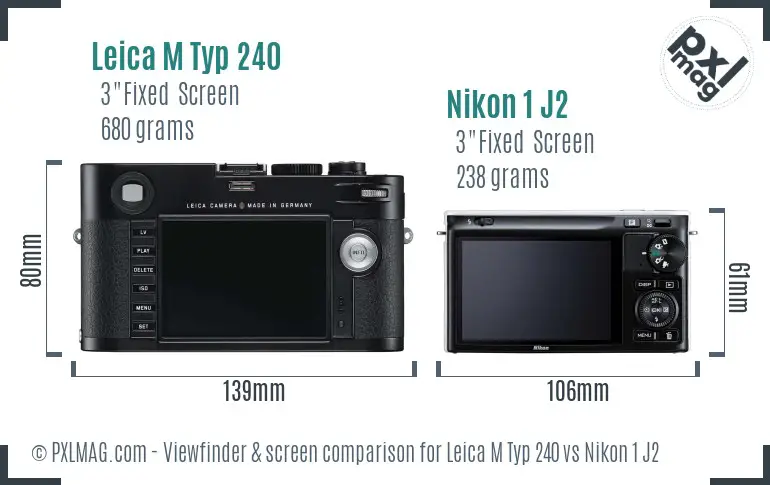 Leica M Typ 240 vs Nikon 1 J2 Screen and Viewfinder comparison