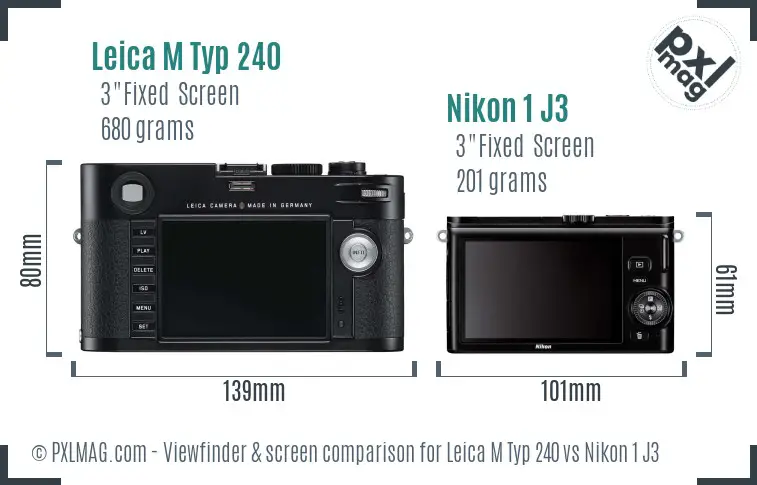 Leica M Typ 240 vs Nikon 1 J3 Screen and Viewfinder comparison Leica M Typ 240 vs Nikon 1 J3 Screen and Viewfinder comparison