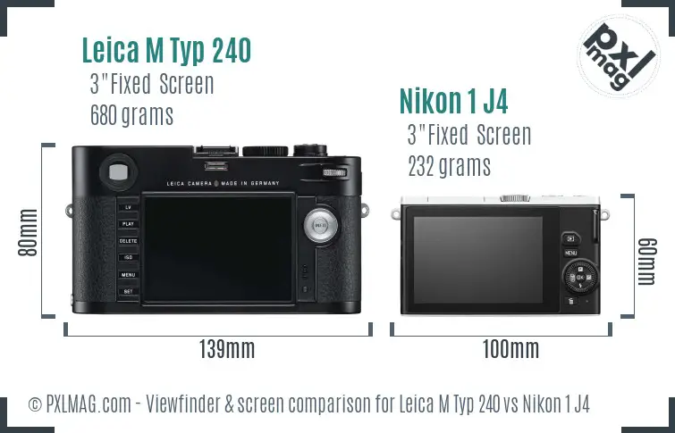 Leica M Typ 240 vs Nikon 1 J4 Screen and Viewfinder comparison