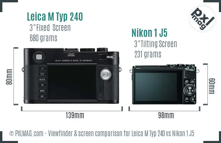 Leica M Typ 240 vs Nikon 1 J5 Screen and Viewfinder comparison