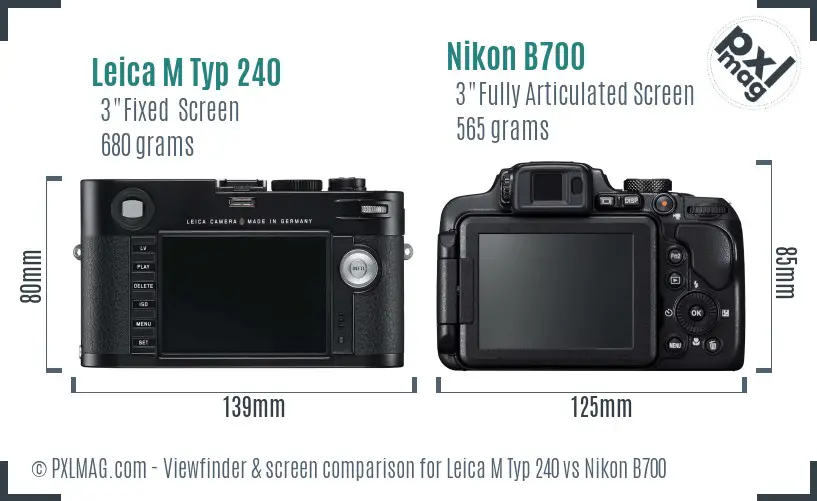 Leica M Typ 240 vs Nikon B700 Screen and Viewfinder comparison Leica M Typ 240 vs Nikon B700 Screen and Viewfinder comparison
