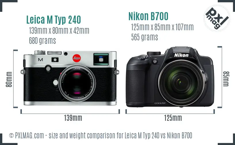 Leica M Typ 240 vs Nikon B700 size comparison Leica M Typ 240 vs Nikon B700 size comparison