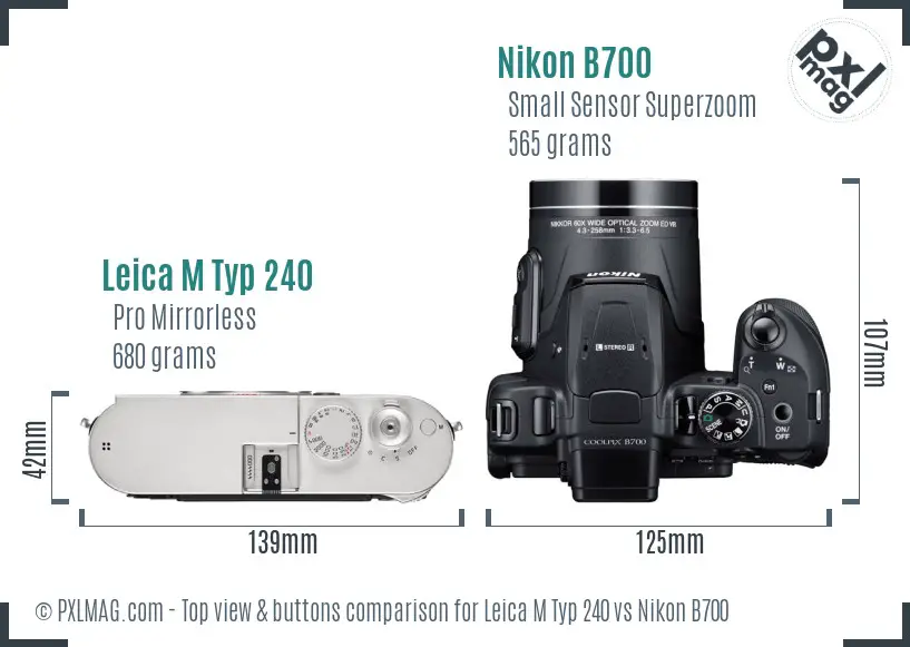 Leica M Typ 240 vs Nikon B700 top view buttons comparison Leica M Typ 240 vs Nikon B700 top view buttons comparison