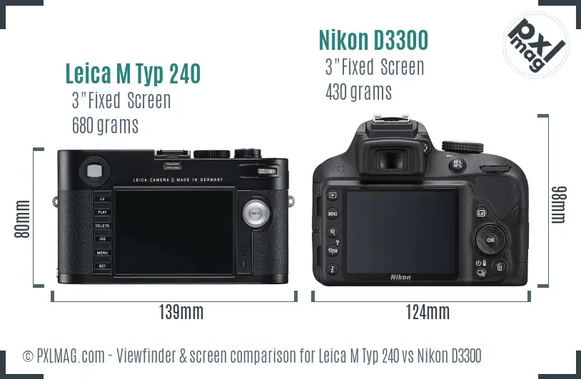 Leica M Typ 240 vs Nikon D3300 Screen and Viewfinder comparison