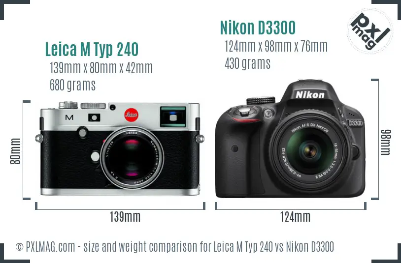 Leica M Typ 240 vs Nikon D3300 size comparison