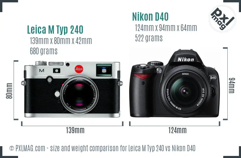 Leica M Typ 240 vs Nikon D40 size comparison Leica M Typ 240 vs Nikon D40 size comparison