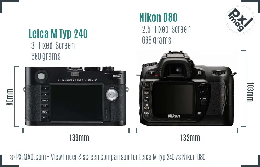 Leica M Typ 240 vs Nikon D80 Screen and Viewfinder comparison Leica M Typ 240 vs Nikon D80 Screen and Viewfinder comparison