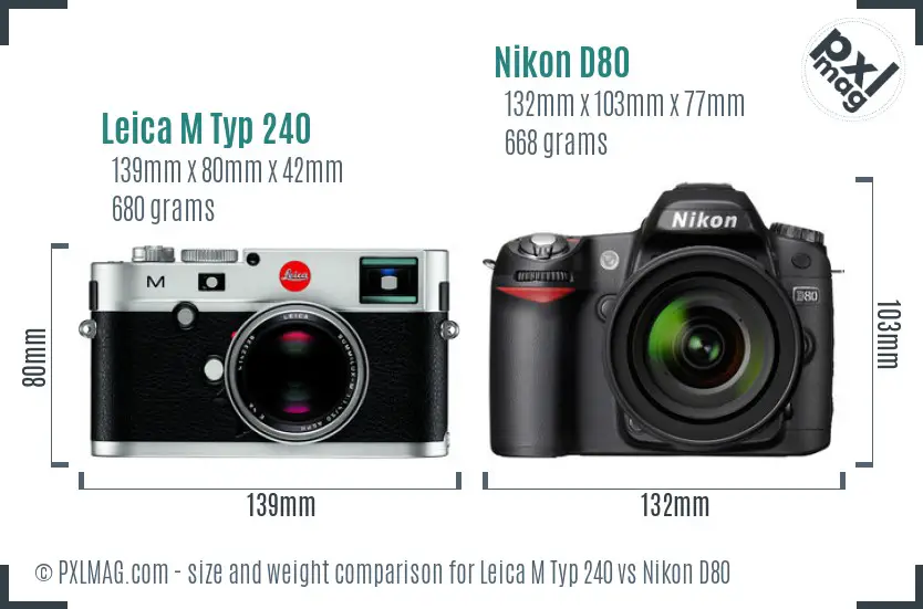 Leica M Typ 240 vs Nikon D80 size comparison Leica M Typ 240 vs Nikon D80 size comparison