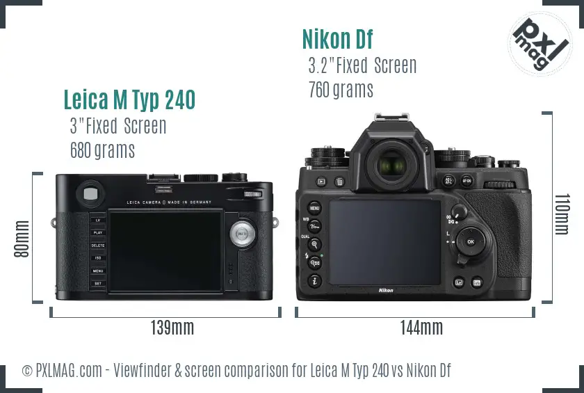 Leica M Typ 240 vs Nikon Df Screen and Viewfinder comparison Leica M Typ 240 vs Nikon Df Screen and Viewfinder comparison