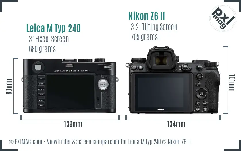 Leica M Typ 240 vs Nikon Z6 II Screen and Viewfinder comparison