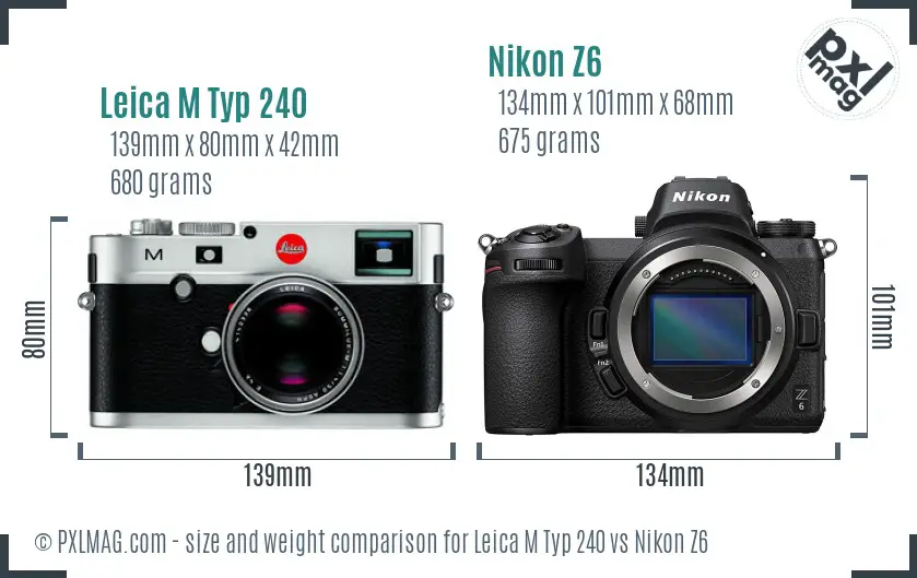 Leica M Typ 240 vs Nikon Z6 size comparison
