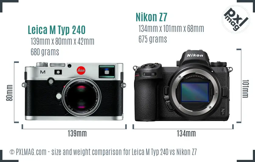 Leica M Typ 240 vs Nikon Z7 size comparison