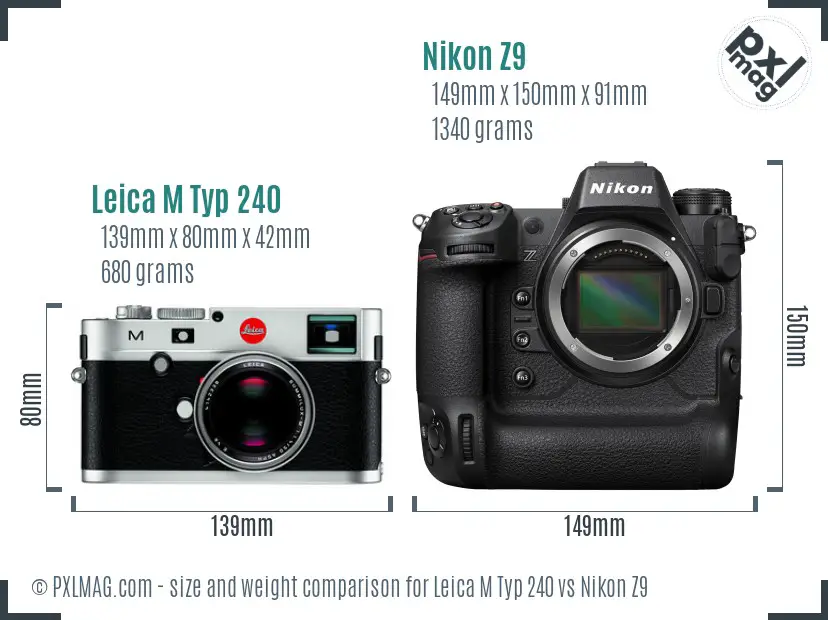Leica M Typ 240 vs Nikon Z9 size comparison