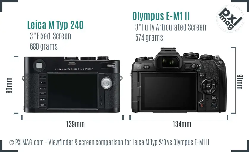 Leica M Typ 240 vs Olympus E-M1 II Screen and Viewfinder comparison Leica M Typ 240 vs Olympus E-M1 II Screen and Viewfinder comparison