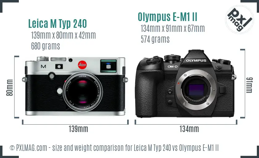 Leica M Typ 240 vs Olympus E-M1 II size comparison Leica M Typ 240 vs Olympus E-M1 II size comparison