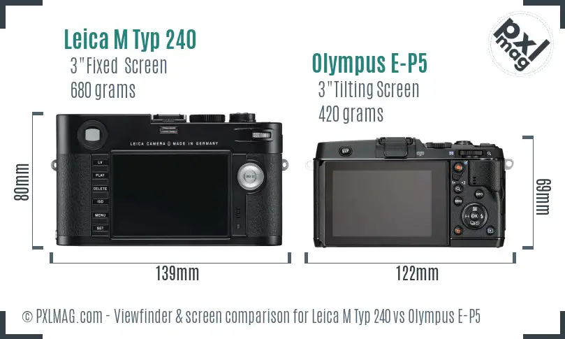 Leica M Typ 240 vs Olympus E-P5 Screen and Viewfinder comparison