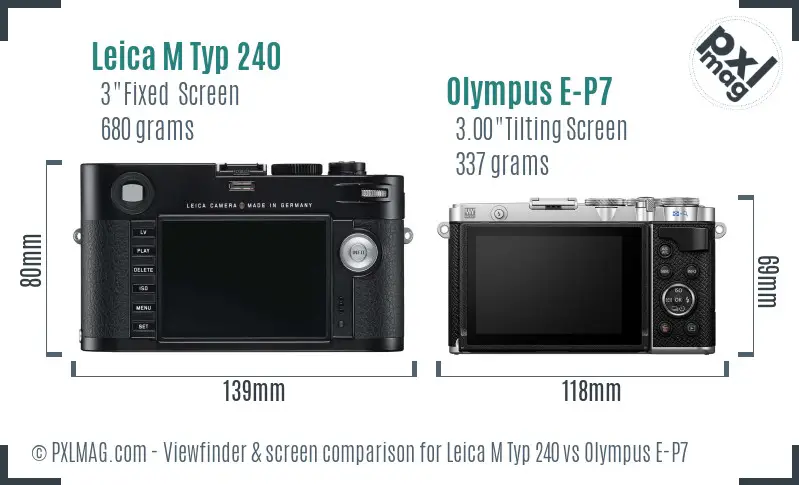 Leica M Typ 240 vs Olympus E-P7 Screen and Viewfinder comparison