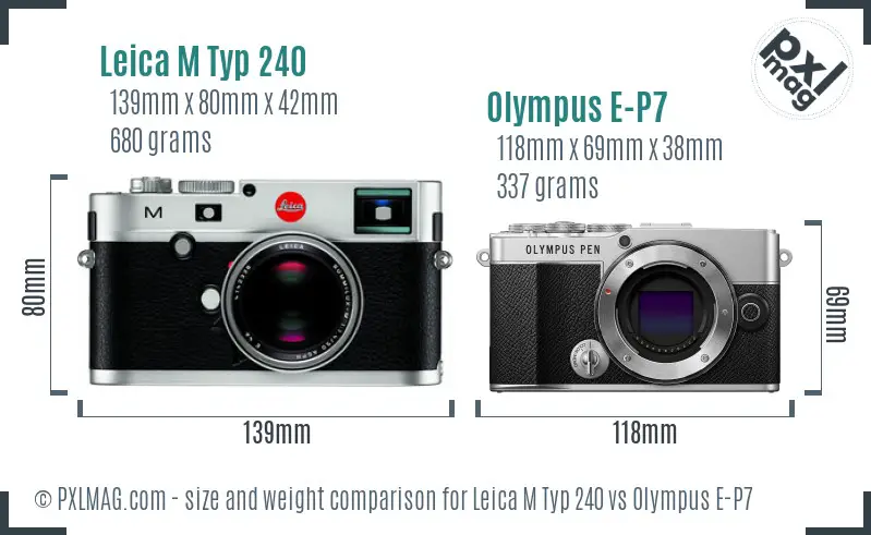 Leica M Typ 240 vs Olympus E-P7 size comparison