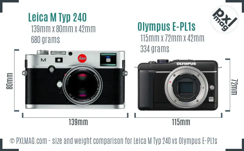 Leica M Typ 240 vs Olympus E-PL1s size comparison