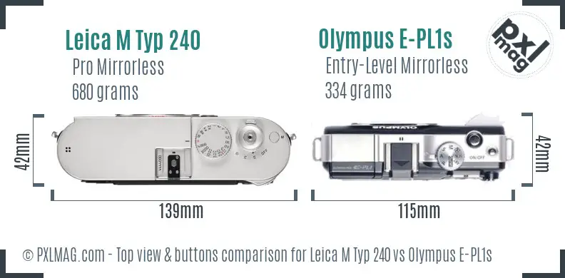 Leica M Typ 240 vs Olympus E-PL1s top view buttons comparison
