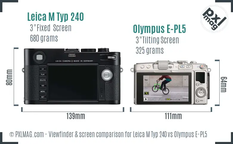 Leica M Typ 240 vs Olympus E-PL5 Screen and Viewfinder comparison