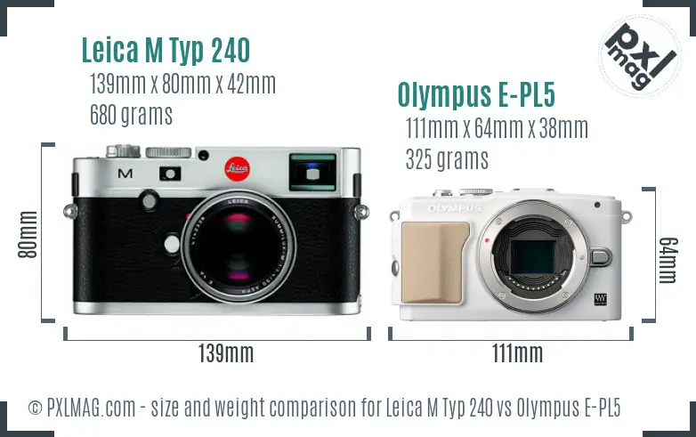 Leica M Typ 240 vs Olympus E-PL5 size comparison
