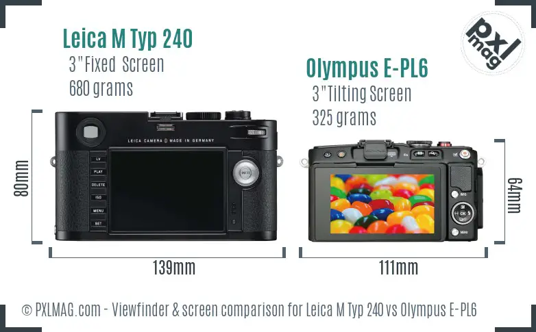 Leica M Typ 240 vs Olympus E-PL6 Screen and Viewfinder comparison