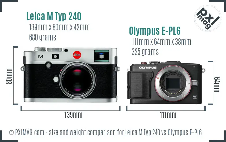 Leica M Typ 240 vs Olympus E-PL6 size comparison