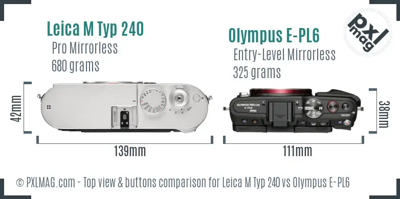 Leica M Typ 240 vs Olympus E-PL6 top view buttons comparison