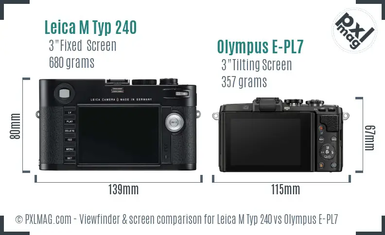 Leica M Typ 240 vs Olympus E-PL7 Screen and Viewfinder comparison