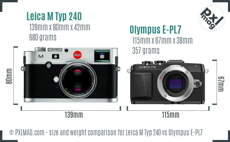 Leica M Typ 240 vs Olympus E-PL7 size comparison