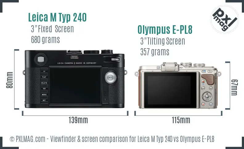 Leica M Typ 240 vs Olympus E-PL8 Screen and Viewfinder comparison Leica M Typ 240 vs Olympus E-PL8 Screen and Viewfinder comparison