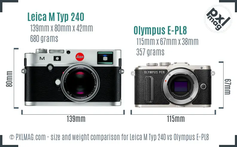 Leica M Typ 240 vs Olympus E-PL8 size comparison Leica M Typ 240 vs Olympus E-PL8 size comparison