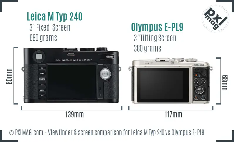 Leica M Typ 240 vs Olympus E-PL9 Screen and Viewfinder comparison