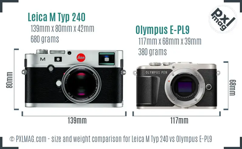 Leica M Typ 240 vs Olympus E-PL9 size comparison