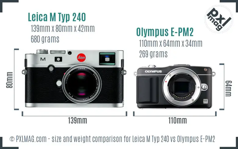 Leica M Typ 240 vs Olympus E-PM2 size comparison
