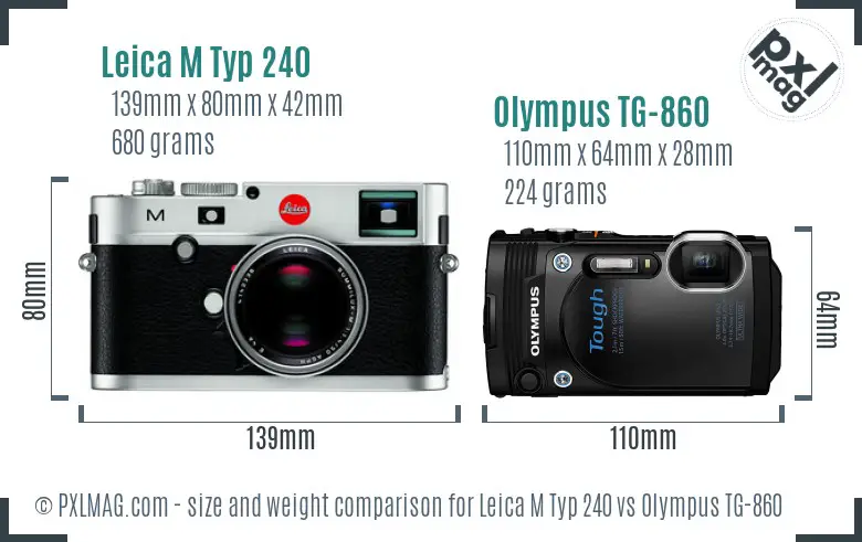 Leica M Typ 240 vs Olympus TG-860 size comparison Leica M Typ 240 vs Olympus TG-860 size comparison