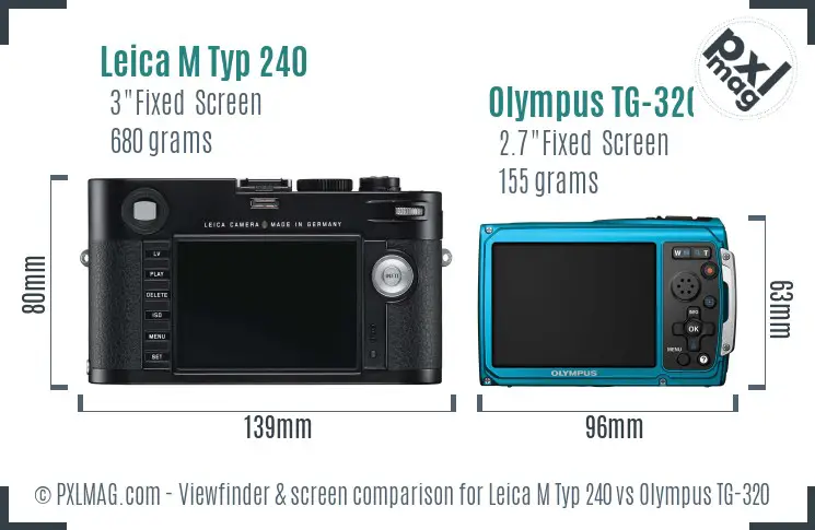 Leica M Typ 240 vs Olympus TG-320 Screen and Viewfinder comparison