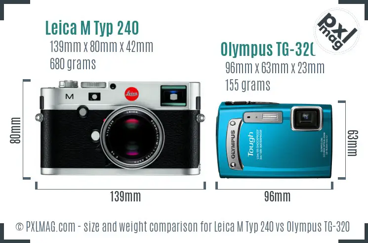 Leica M Typ 240 vs Olympus TG-320 size comparison
