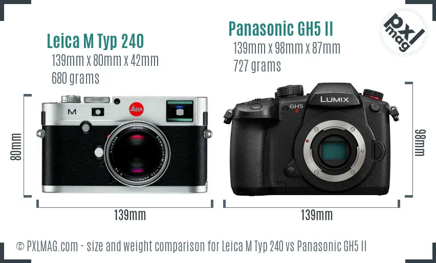 Leica M Typ 240 vs Panasonic GH5 II size comparison