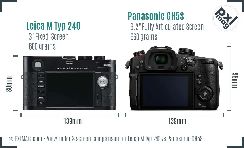 Leica M Typ 240 vs Panasonic GH5S Screen and Viewfinder comparison