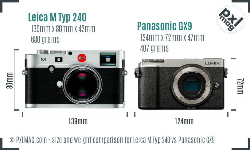 Leica M Typ 240 vs Panasonic GX9 size comparison