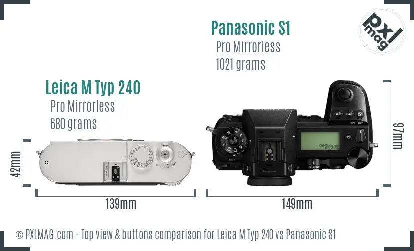 Leica M Typ 240 vs Panasonic S1 top view buttons comparison Leica M Typ 240 vs Panasonic S1 top view buttons comparison