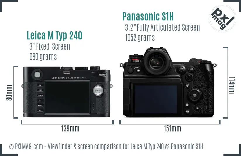 Leica M Typ 240 vs Panasonic S1H Screen and Viewfinder comparison