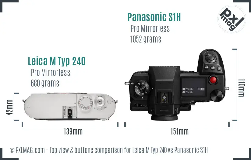 Leica M Typ 240 vs Panasonic S1H top view buttons comparison