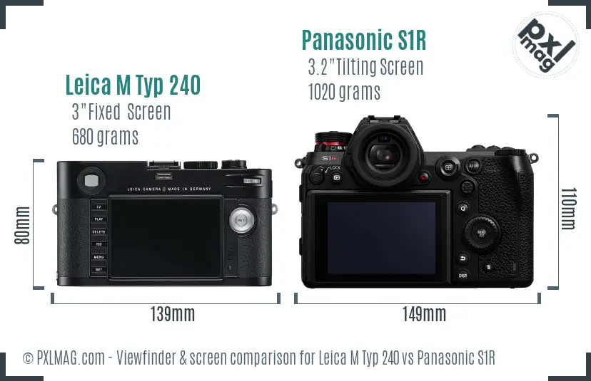 Leica M Typ 240 vs Panasonic S1R Screen and Viewfinder comparison