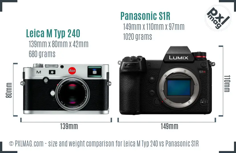 Leica M Typ 240 vs Panasonic S1R size comparison