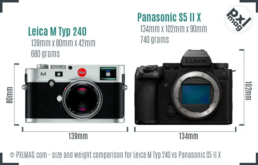 Leica M Typ 240 vs Panasonic S5 II X size comparison