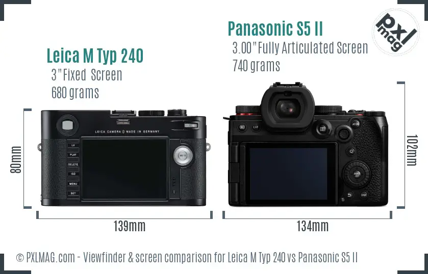 Leica M Typ 240 vs Panasonic S5 II Screen and Viewfinder comparison Leica M Typ 240 vs Panasonic S5 II Screen and Viewfinder comparison