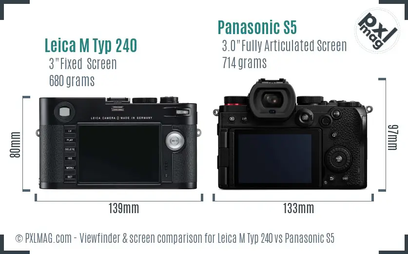 Leica M Typ 240 vs Panasonic S5 Screen and Viewfinder comparison